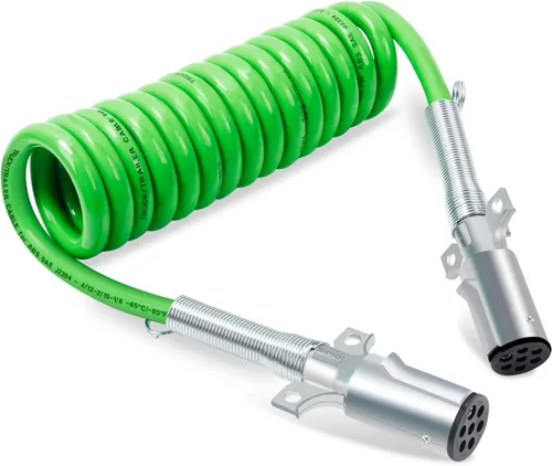 Vista 13 de CheeMuii Paquete de 2 cables de remolque de 7 vías de 12 pies, cable de alimentación eléctrica ABS de alta resistencia, cable de alimentación verde