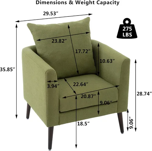 Vista 2 de Setawix Barrel - Juego de 2 sillas decorativas, sillón tapizado de vellón, silla redonda moderna de mediados de siglo, cómoda silla con brazo