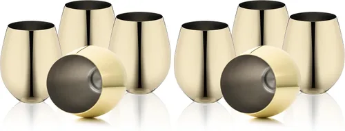 Vista 10 de WOTOR Copas de vino de acero inoxidable sin tallo, 18 onzas, plateadas Plateado