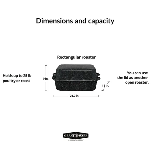 Vista 8 de Columbian Home Products 0511-3, rustidora rectangular negra con tapa (21 pulgadas), Negro (Black Speckle)