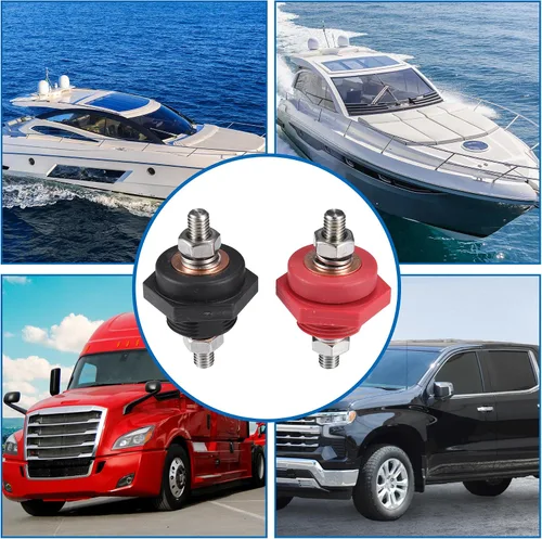 Vista 7 de uxcell 1 par de conectores de terminal de batería de panel de alta corriente de 3/8 pulgadas para camiones, automóviles, SUV, barcos