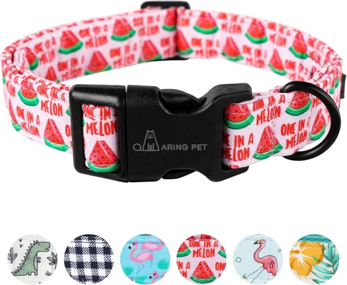 Vista 10 de Aring Pet Collar de algodón, ligero y ajustable, con hebilla de liberación rápida para perros pequeños, medianos y grandes, para cachorros, rosa