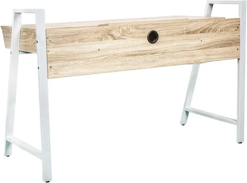 Vista 6 de Escritorio de madera para computadora con cajones para espacios pequeños, escritorio para el hogar, apartamento, oficina (beige)