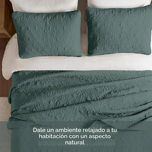 Vista 5 de Madison Park Juego de Colcha Reversible con Damasco Acolchado de Tamaño Grande, Colchas Rellenas de Algodón Queen Extragrande, Todas las Estaciones