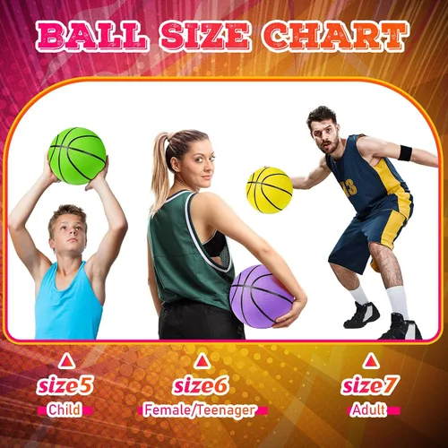 Vista 4 de HyDren Paquete de 6 pelotas de baloncesto de goma de tamaño oficial con bomba a granel para niños, jóvenes, adultos, pelotas de canasta