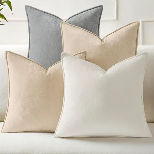 Vista 11 de decorUhome Juego de 4 fundas de almohada de verano de 18 x 18 pulgadas, fundas decorativas de felpilla neutra suave con diseño elegante para sala