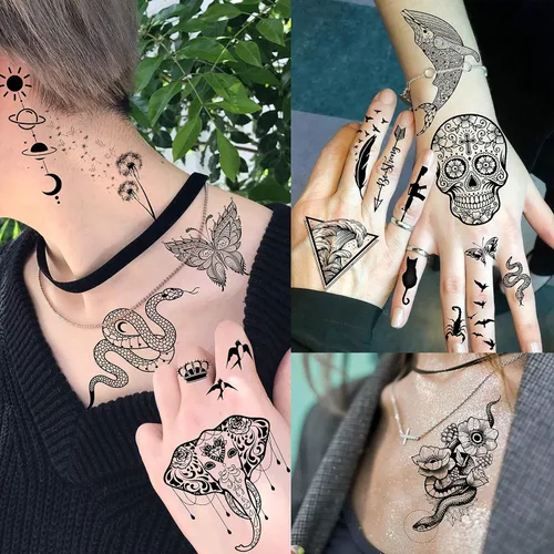 Vista 6 de VANTATY - Tatuajes temporales, diseño de flor 009