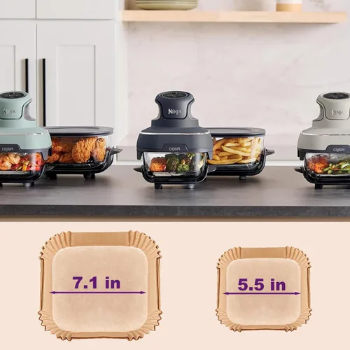 Vista 7 de Forros desechables para freidora de aire para Ninja Crispi, 260 piezas de accesorios desechables para freidora de aire Ninja Crispi para contenedor