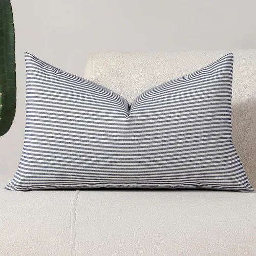Vista 14 de vctops Fundas de almohada decorativas a cuadros azules de 12 x 20 pulgadas, funda de cojín lumbar de guingán para sofá, dormitorio