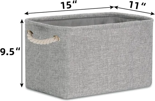 Vista 5 de Bidtakay Juego de cestas de almacenamiento de tela, color gris, paquete de 3 cestas medianas de 15 x 11 x 9.5 pulgadas + 6 cestas pequeñas de 11.8 x