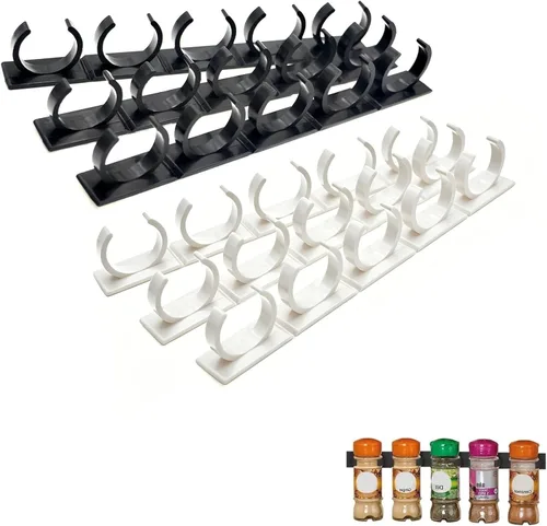 Vista 8 de Paquete de 3 clips adhesivos para especias, organizador de especias resistente para puertas de gabinete, despensa y caravana, almacenamiento