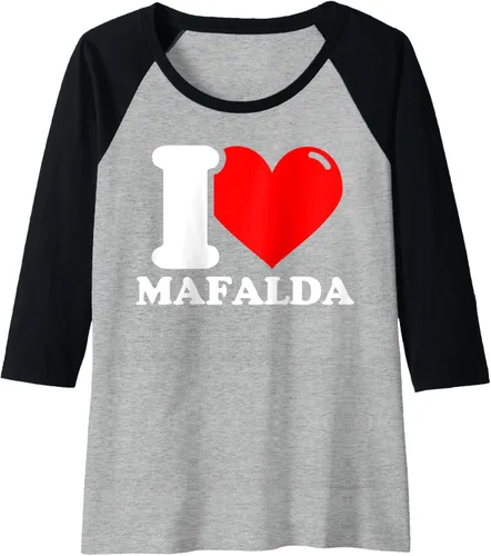 Vista 3 de I Love Mafalda - Camiseta de béisbol raglán, Negro