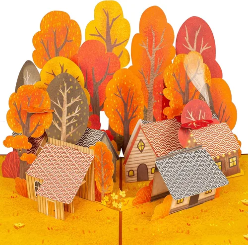 Vista 10 de Paper Love Tarjeta de Árbol de Otoño Tarjeta de Felicitación Desplegable 3D de Arce de Otoño para Acción de Gracias, Regalo de Anfitriona o Amigo