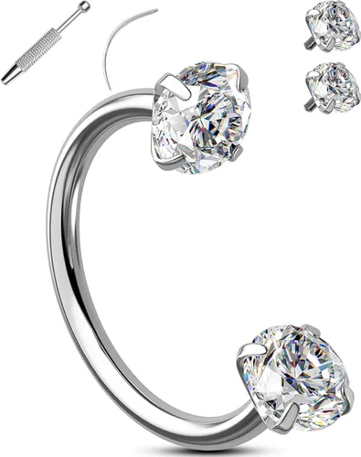 Vista 10 de OUFER Anillos de labio de herradura 16G para mujeres y hombres, acero quirúrgico 316L, 8/0.394 in, joyería de piercing de labio, rosca interna