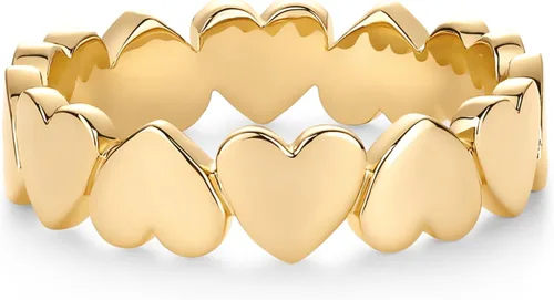 Vista 2 de PAVOI Anillo apilable de corazón chapado en oro de 14 quilates para mujer Anillos llamativos de amor de San Valentín