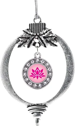 Vista 141 de Inspired Silver - Adorno con dije de cara de carlino - Adornos navideños de círculo de plata con joyas de circonita cúbica