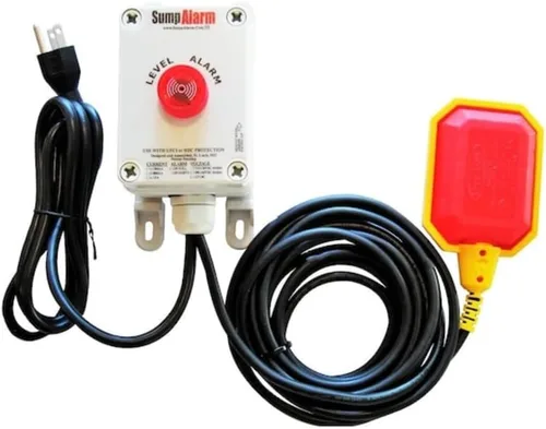 Vista 8 de Sump Alarm Alarma de agua alta para bomba de sumidero y agua séptica, alarma acústica de 90 dB resistente a la intemperie con interruptor