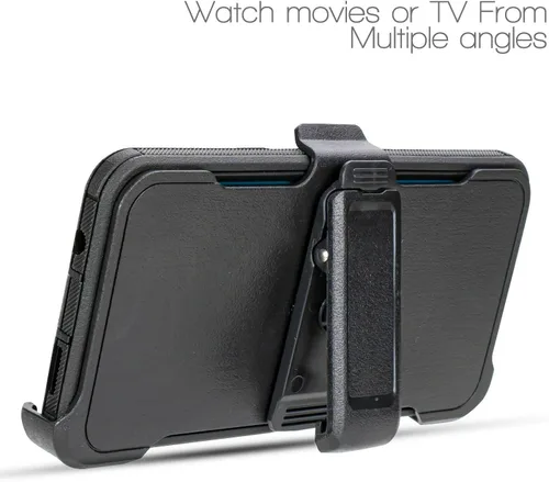 Vista 3 de Funda para Motorola Edge Plus 2022, Moto Edge 30 Pro - Protector de pantalla integrado, funda giratoria con clip para cinturón con soporte (negro)