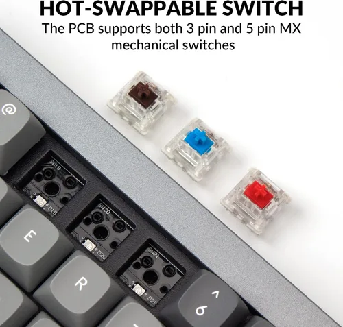 Vista 3 de Keychron Teclado mecánico personalizado Q7 70 de diseño QMKVIA macro programable con interruptor rojo Gateron G Pro intercambiable en caliente