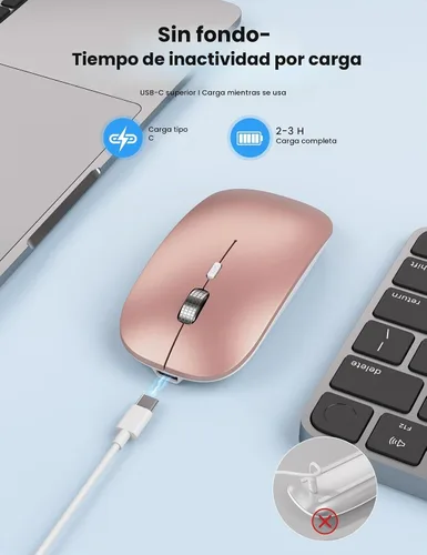 Vista 5 de SABLUTE Ratón para MacBook Wireless Bluetooth Ratones Portátil Mac iPad Oro rosa