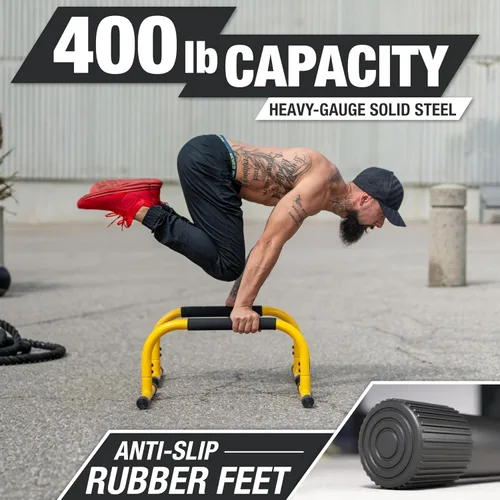 Vista 6 de Lebert Parallette Bars - Equipo de entrenamiento de peso corporal resistente para inmersiones, flexiones, sesiones en L y entrenamientos de núcleo