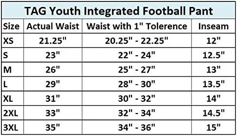 Vista 2 de TAG Youth Integrated Football Pant - Sewn-in Hip, Thigh, Tail and Knee Pads - 3-Piece Back - Open Fly