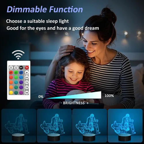 Vista 5 de OkiyiD - Luz nocturna de ilusión 3D con 16 colores cambiantes con control remoto (Estilo 7)