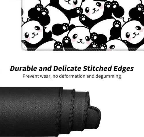 Vista 4 de Alfombrilla de escritorio grande para mouse XL extendida para juegos con lindo panda de 31.5 x 11.8 pulgadas, enormes alfombrillas de mouse