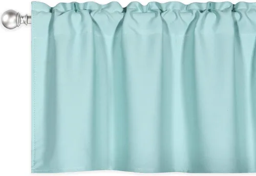 Vista 7 de DECOVSUN Cenefas Aqua para ventanas de cocina, con bolsillo para barra, opacas, con aislamiento térmico, 1 panel de 42 x 18 pulgadas