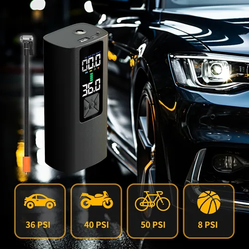 Vista 5 de Inflador de Neumáticos Compresor de Aire Portátil 150PSI Bomba de Aire Automática para Neumático de Coche Accesorios de Coche con Manómetro Digital