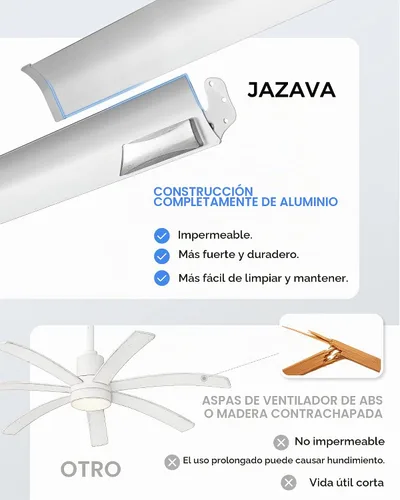 Vista 4 de Ventilador de techo de 84 pulgadas con luz, cuchillas de aluminio Níquel cepillado
