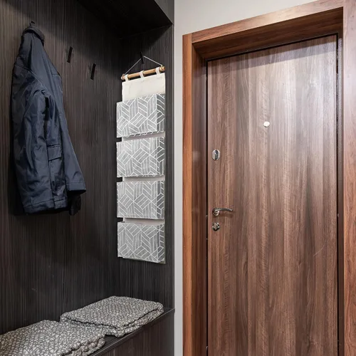 Vista 6 de CROWNED 2 Bolsas de Almacenamiento Colgantes para Puerta, Organizador de Armario de Montaje en Pared, 4 Bolsillos Grandes de Tela de Lino y Algodón