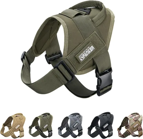 Vista 11 de EXCELLENT ELITE SPANKER - Arnés táctico para perro, fácil control Adjustable Nylon Training Military Patrol No-Pull Pet Harness with Handle for