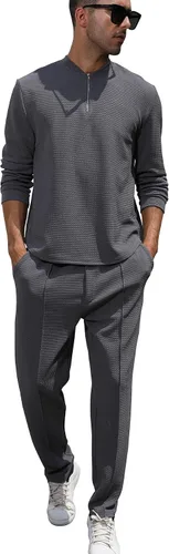 Vista 65 de FZNHQL Conjunto deportivo de moda para hombre, 2 piezas, casual, atlético, para correr, manga corta/larga, conjunto para hombre