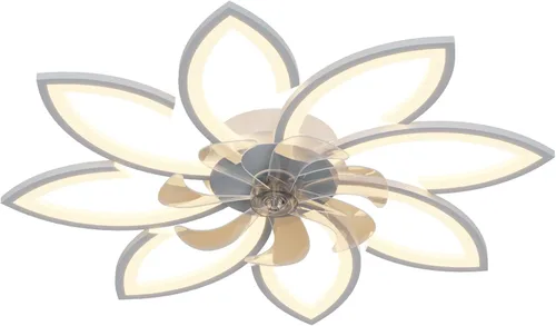 Vista 9 de Ventiladores de techo de 35'' con luces, ventilador de techo sin aspas con luces y control remoto, ventilador de techo de montaje empotrado con luz
