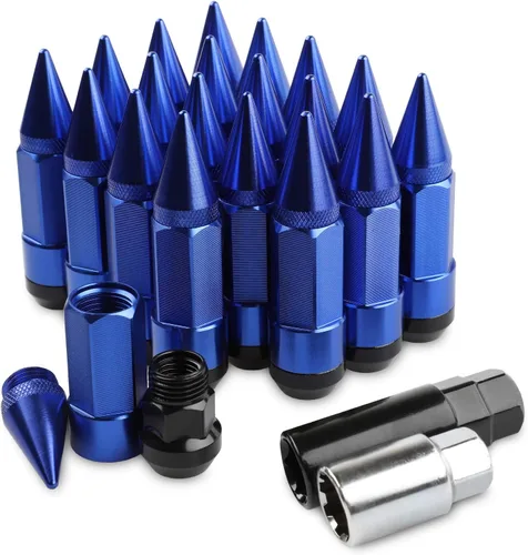 Vista 14 de 20 Piezas Picos Antirrobo Extendidos Sintonizador Rueda/Llantas Tuerca de Orejeta M12X1.5+Llave (Negro)