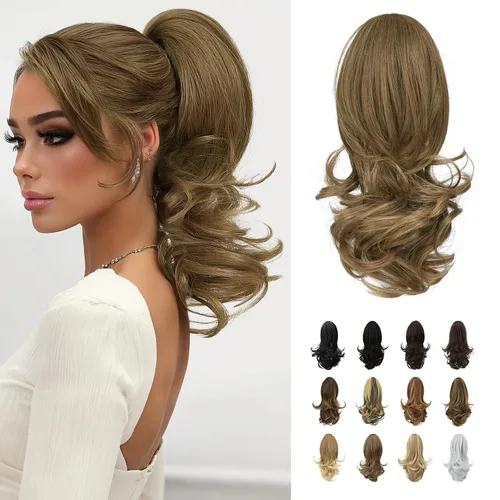 Vista 8 de SOFEIYAN Extensión de Cola de Caballo de 13" Larga y Rizada con Clip en Garra, Extensión de Cabello Sintético de Aspecto Natural para Mujeres