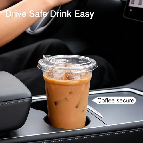 Vista 7 de ARTLYMERS Paquete de 100 vasos de plástico transparente de 16 onzas con tapas, tazas desechables para café helado con tapas para sorbos para bebidas