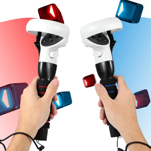 Vista 3 de VR BeatSaber HandlesThe Next Generation Dual Grip Extension Handle Compatible with Oculus QuestQuest 2 or Rift S Controllers to Play BeatSaber