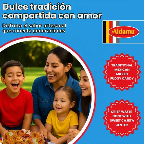 Vista 2 de ALDAMA Conos de caramelo de leche de oblea, conchas de obleas crujientes rellenas de rico relleno de leche mexicana Cajeta (12 piezas)