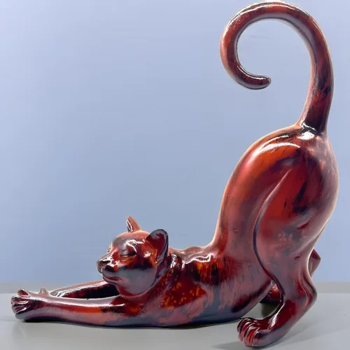 Vista 6 de Estatua de estiramiento de gato, escultura, regalos para amantes de los gatos, arte, oficina, decoración del hogar, accesorios de escritorio