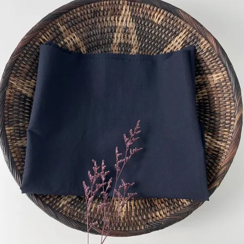 Vista 6 de Tela elástica de nailon de algodón de lino azul marino Calidad premium para moda, costura y decoración del hogar