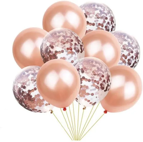 Vista 23 de 10 globos de papel de aluminio con forma de corazón de oro rosa, globos de helio, decoraciones de fiesta de cumpleaños, globos de boda para niños