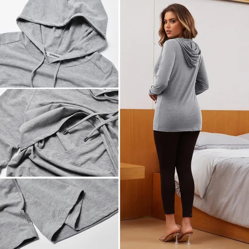 Vista 57 de GINKANA Sudadera con capucha para mujer, manga larga, lactancia materna, ropa casual