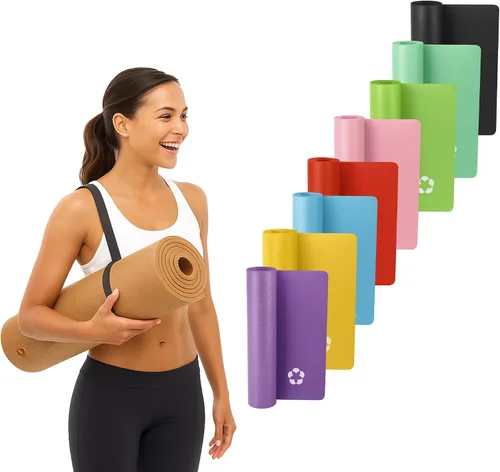 Vista 11 de Vandue Extra Thick 0.4" Tech Foam Exercise Yoga Mat w/Carry Strap - Non-slip, Moisture-Resistant Cushion for Pilates - Support for Stretching &