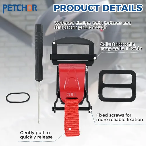 Vista 2 de Kit de repuesto de hebilla de liberación rápida para casco de motocicleta, accesorios de motocicleta de acero inoxidable para reemplazar la correa