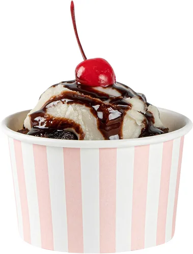 Vista 86 de Restaurantware Coppetta - Vasos de postre de 3 onzas, 50 tazas desechables para helado, tapas se venden por separado, cuencos de papel a cuadros