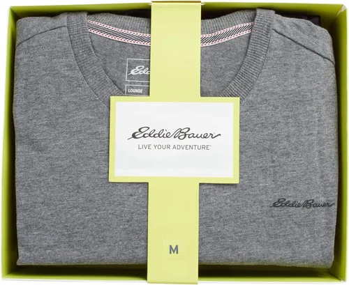 Vista 2 de Eddie Bauer Conjunto de pijama para hombre, 4 piezas, pantalones deportivos y pantalones cortos de descanso, pijama 100% algodón para hombre (S-XXL)