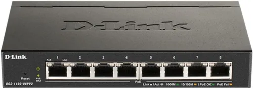 Vista 11 de D-Link Conmutador Ethernet gestionado inteligente Gigabit de 5 puertos, L2, VLAN, QoS, IGMP Snooping, LAG, interfaz de usuario web, metal resistente