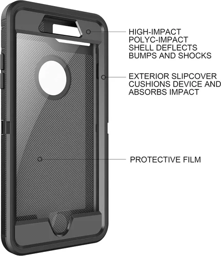Vista 5 de MXX Funda resistente para iPhone 8 con protector de pantalla [sin clip para cinturón] [3 en 1 capas de protección] cubierta de protección de goma